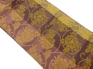 ふくれ織牡丹唐草に横段模様織出し名古屋帯